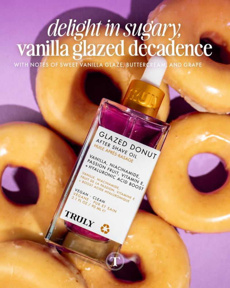 Glazed Donut After Shave Oil - Hydrating Sensitive Skin - Sweet Vanilla Glaze & Passion Fruit Scent