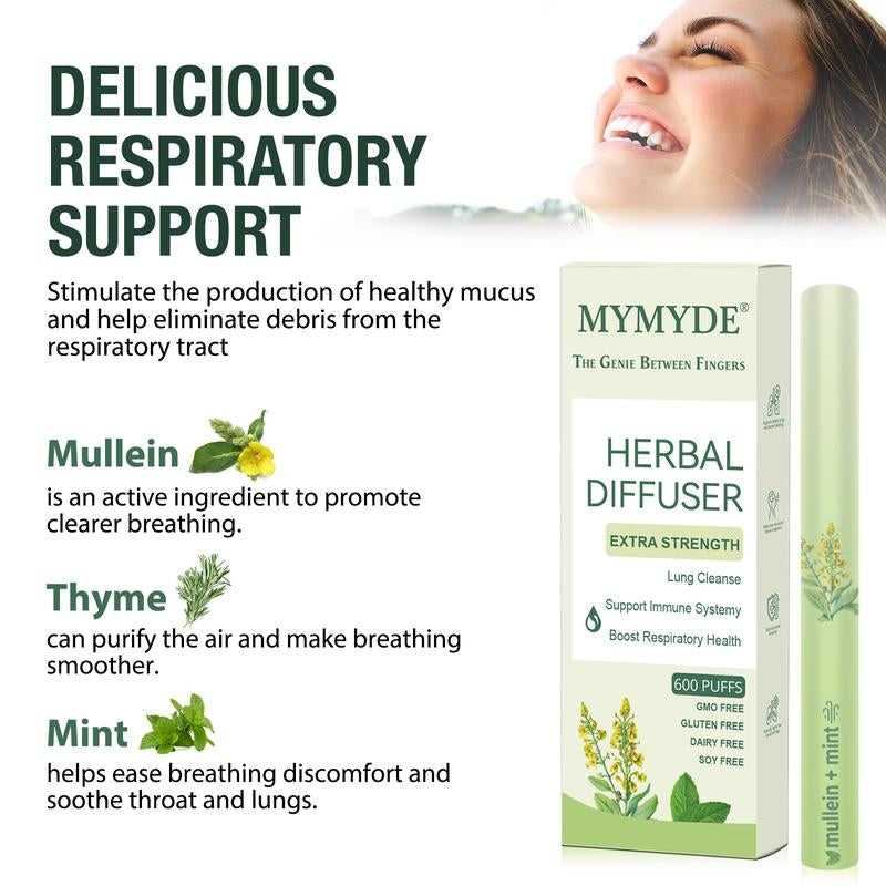 Thyme and mint extracts for lung detoxification and oral air freshening, herbal diffusion pen relaxation stick Solution